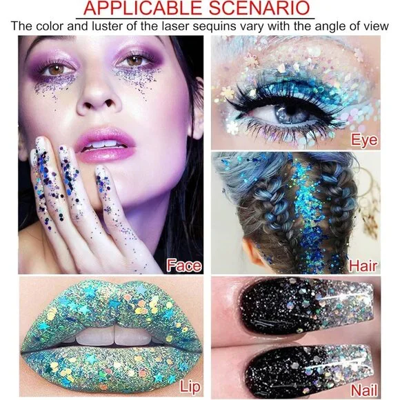 Body Glitter Gel Face and Body Makeup Liquid Long Lasting Black Mermaid Scales - Picture 4 of 7